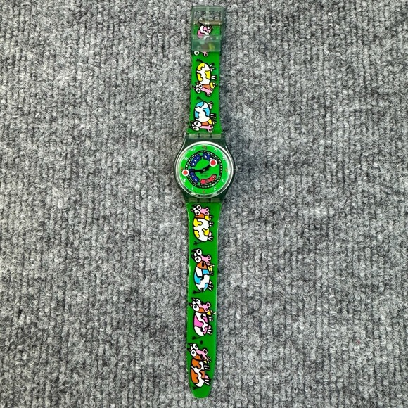 Swatch Watch Crazy Train Swiss Made Green Unisex Watch UNTESTED - Picture 1 of 9